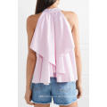 Rüschen weiß und rosa gestreift Baumwolle ärmellose Sommer Top Herstellung Großhandel Mode Frauen Bekleidung (TA0092T)